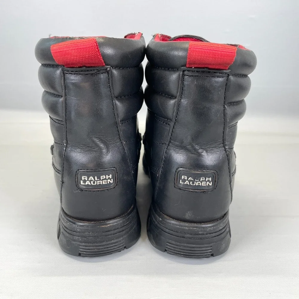 Vtg Ralph Lauren Ranger Boots Womens Size 8 B Black Leather Lace Up Hiking Shoes